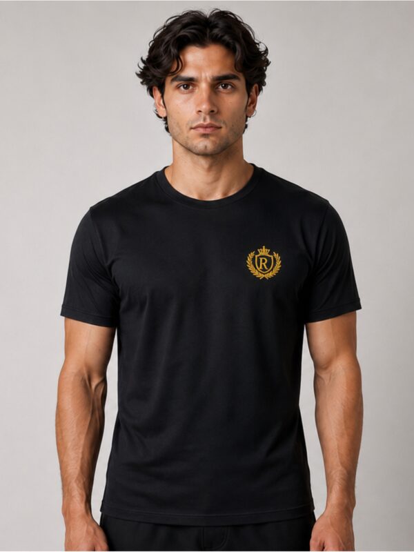 Black Crest Embroidered Premium Cotton T Shirt