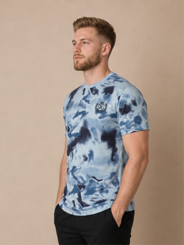 Blue Tie Dye Premium Cotton T Shirt