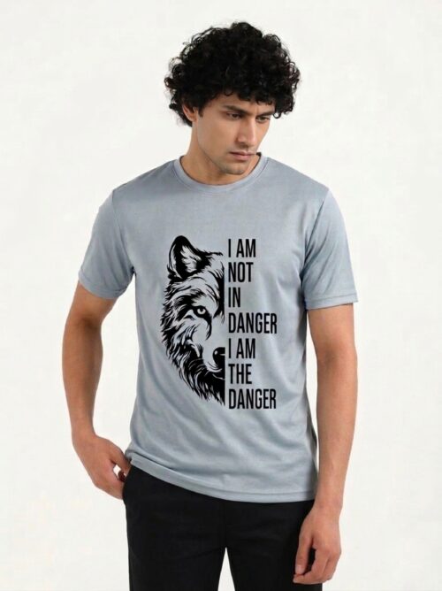 1 Grey Wolf Graphic Premium Cotton T Shirt