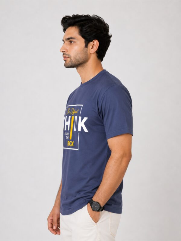 Blue Think Outside The Box Premium Cotton T Shirt