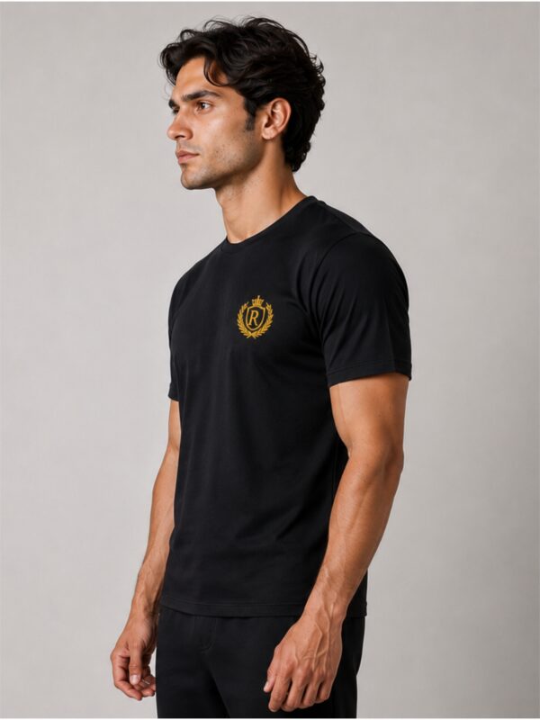 Black Crest Embroidered Premium Cotton T Shirt