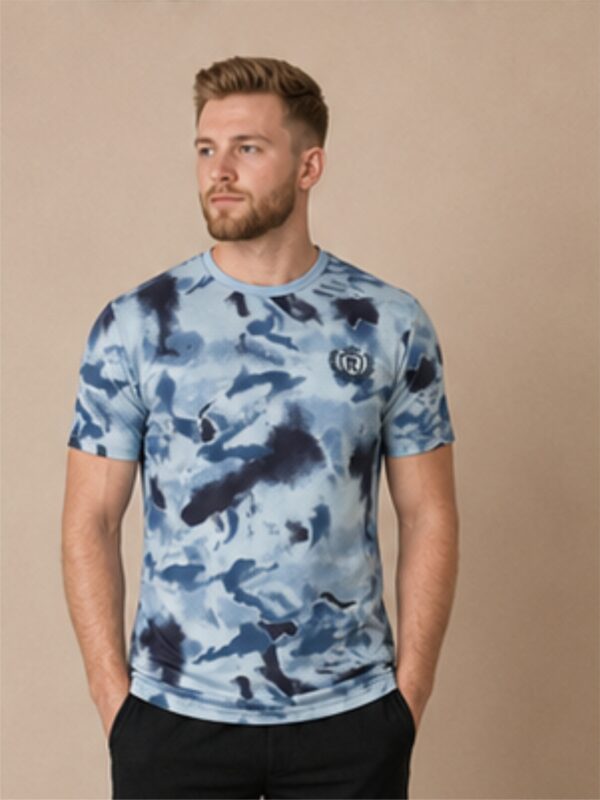 Blue Tie Dye Premium Cotton T Shirt