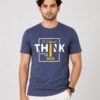 Blue Think Outside The Box Premium Cotton T Shirt