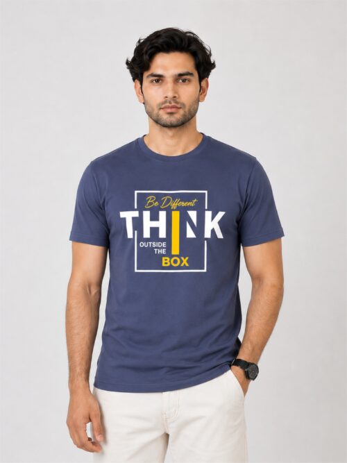 2 Blue Think Outside The Box Premium Cotton T Shirt