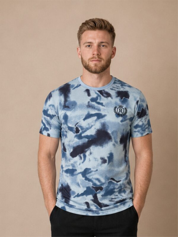 Blue Tie Dye Premium Cotton T Shirt