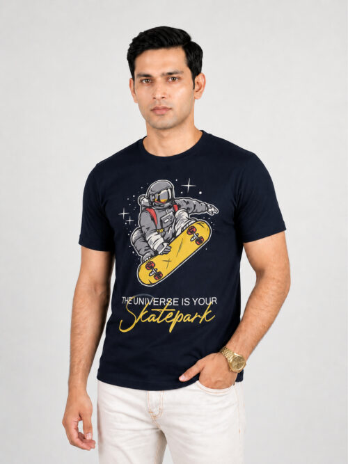 Astronaut Skatepark Graphic Premium Cotton T Shirt