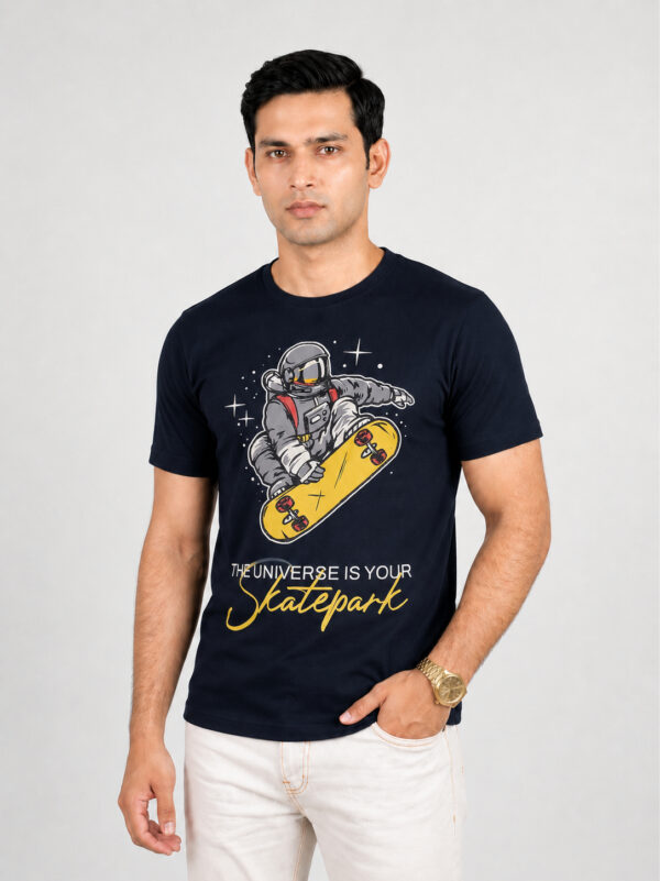 Astronaut Skatepark Graphic Premium Cotton T Shirt