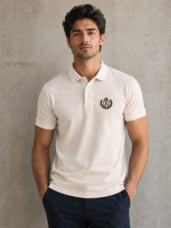 Rocksial Classic Off-White Embroidered Polo Shirt
