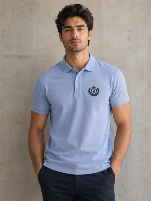 Rocksial Sky Blue Premium Cotton Polo Shirt